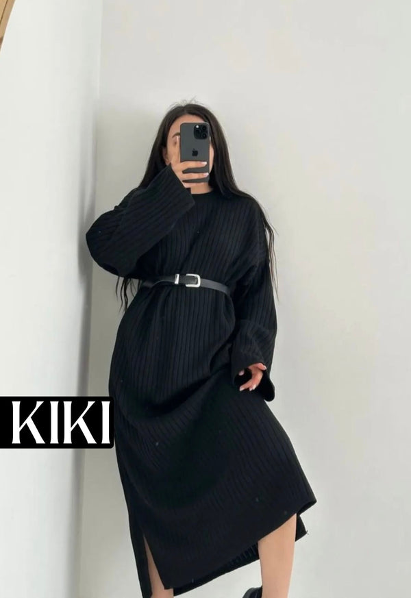 Robe en maille avec ceinture