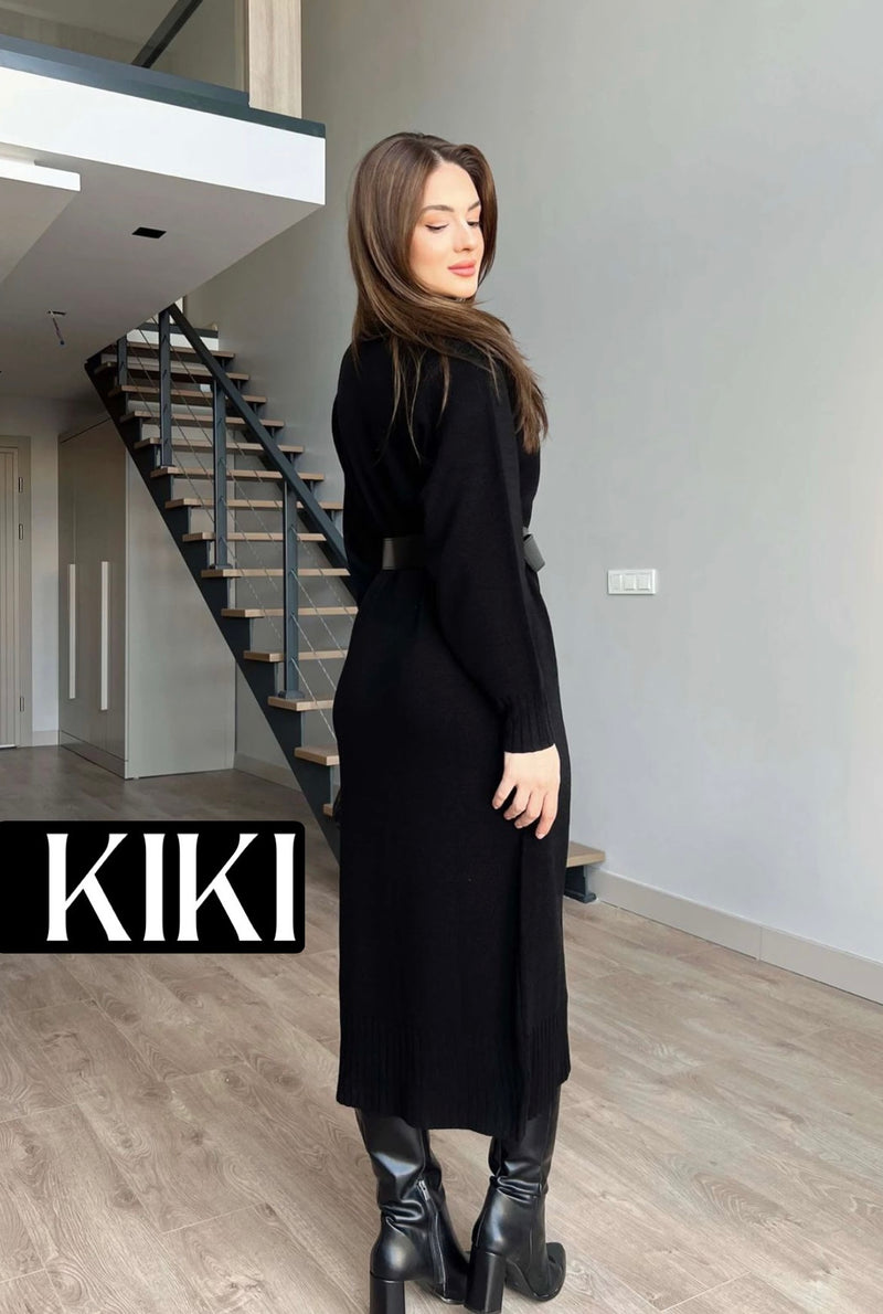 Robe longue midi avec ceinture