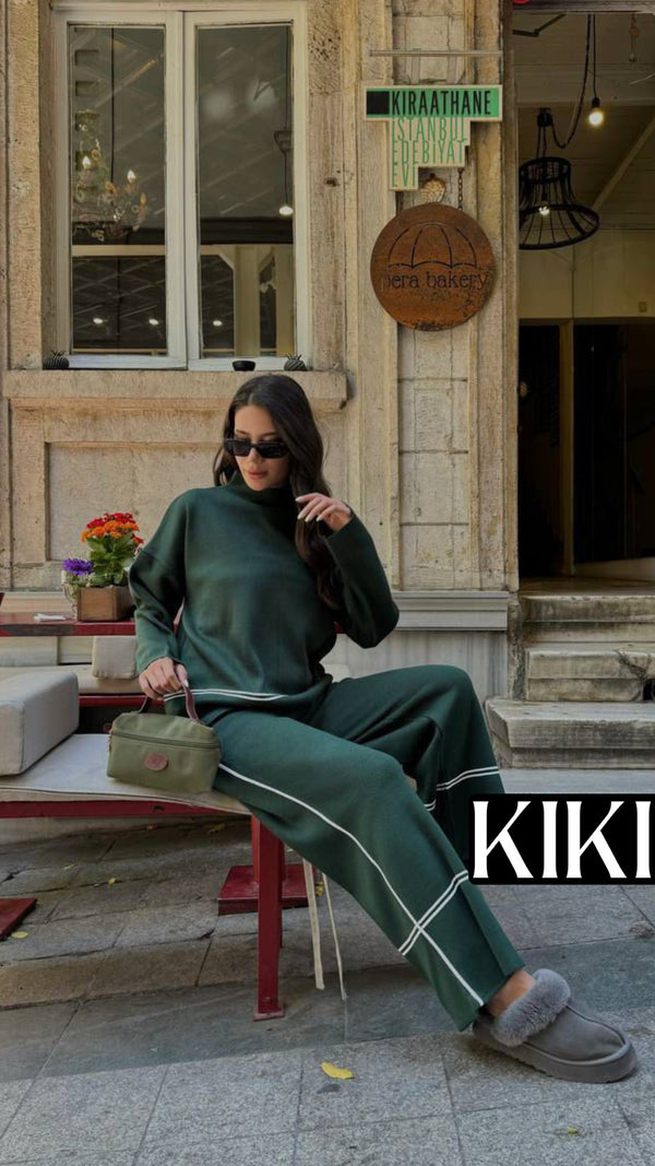 Ensemble en tricot à rayures