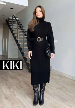 Robe longue midi avec ceinture