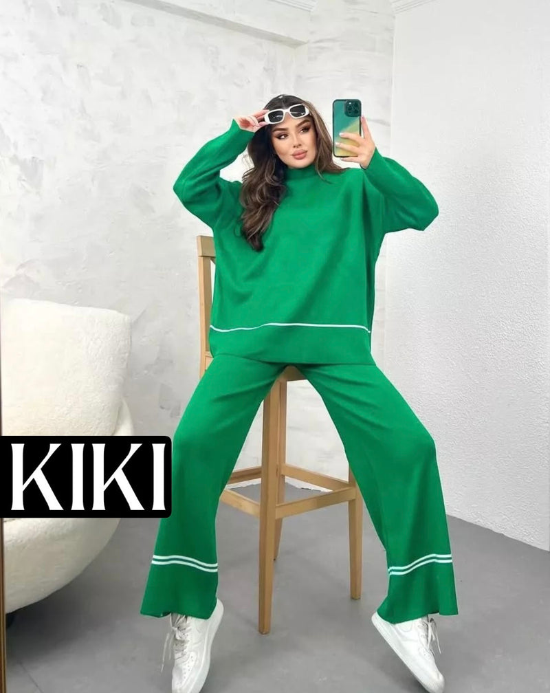 Ensemble en tricot à rayures