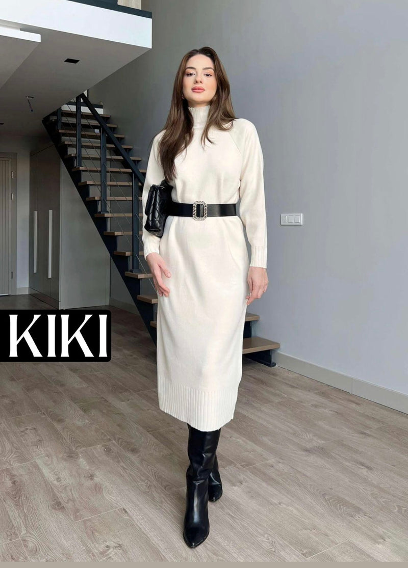 Robe longue midi avec ceinture