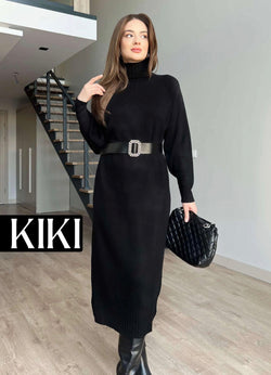 Robe longue midi avec ceinture