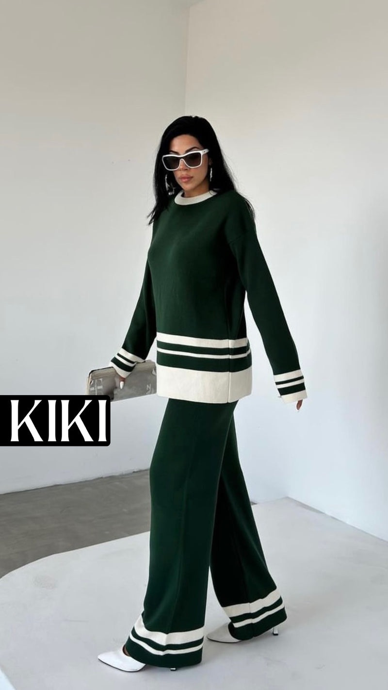 Ensemble tricot contrasté