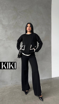 Duo en tricot fendu avec poche élégante