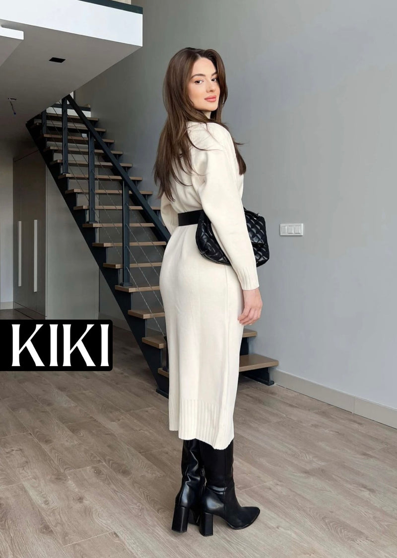 Robe longue midi avec ceinture